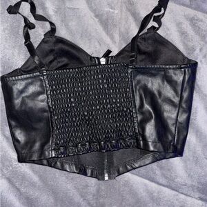 No Boundaries Black Faux Leather Crop Top